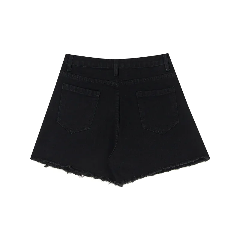 QYPRF Denim Shorts Women's Black-1