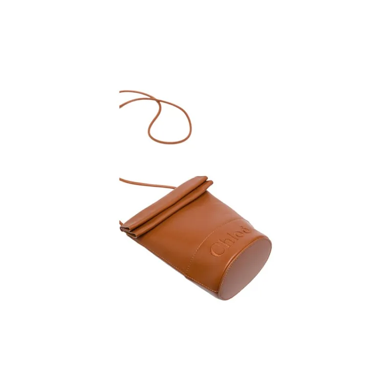 Chloe Cow Leather Crossbody Bag Shoulder Bag Women's Brown-3