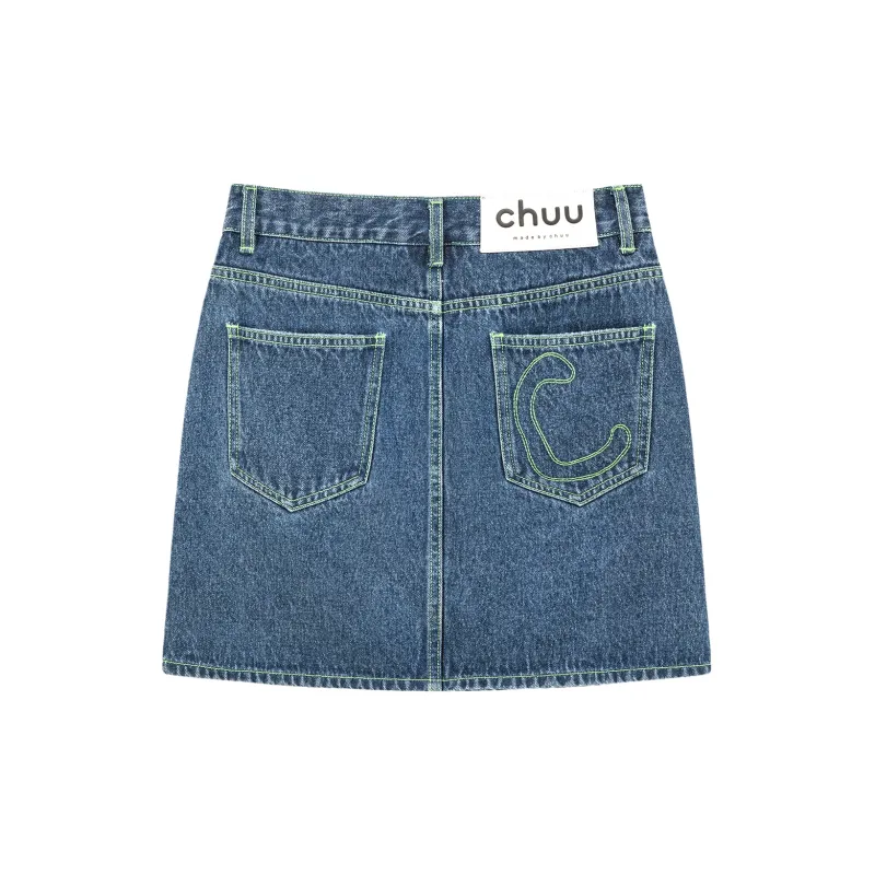 CHUU Denim Short Skirts Women's Dark Denim Blue-1