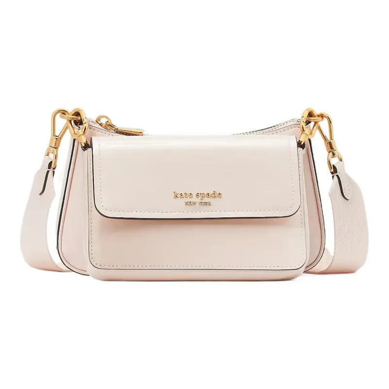 Kate Spade Patent Leather With Cross Grain Leather Combo Bag, Shoulder Bag, Crossbody Bag Regular Women's Pink-0