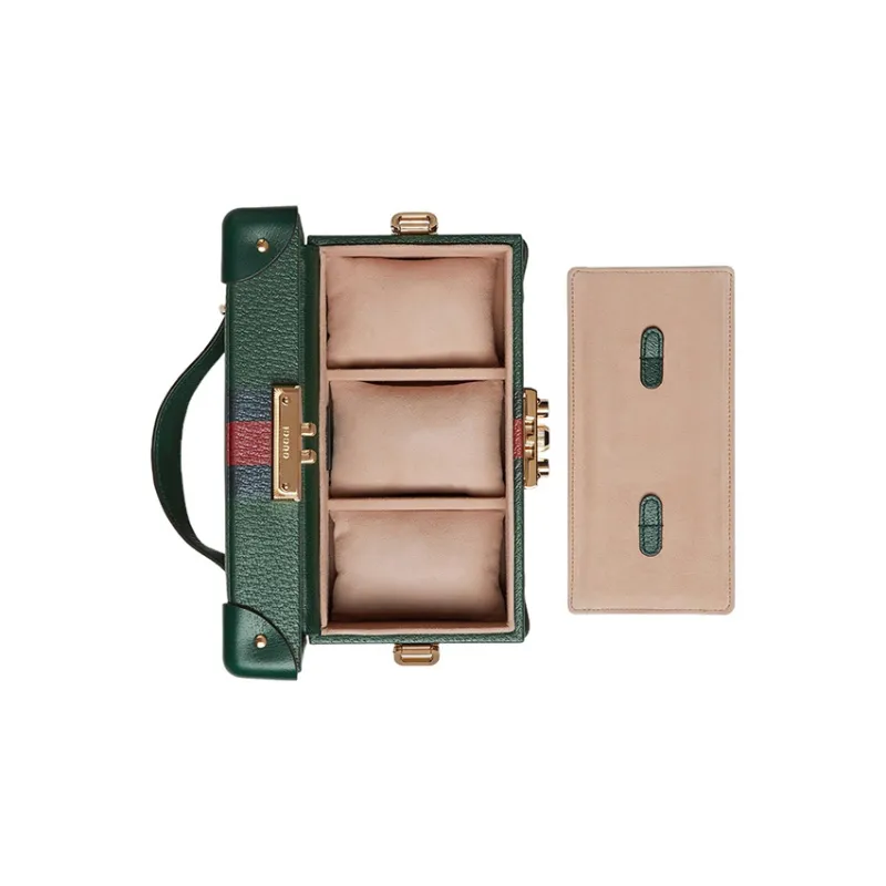 GUCCI Leather Wrist Watch Box, Handbag, Shoulder Bag, Crossbody Bag Women's Green-6