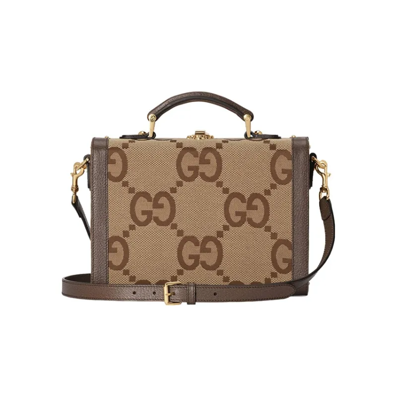 GUCCI Canvas With Leather Makeup Bag Shoulder Bag Crossbody Bag Handbag Women's Camel-3