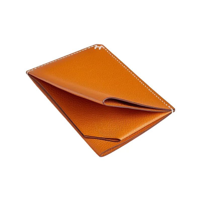 HERMES Evercolor Calfskin Card Holder Unisex I9 Abricot Apricot-2