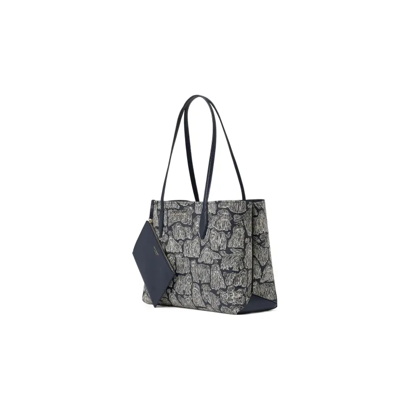 Kate Spade All Day PVC Tote Bag Shopping Bag Handbag Shoulder Bag Women's Midnight Blue With White Accents-1