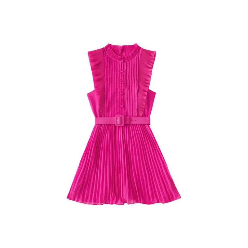 Self portrait Sleeveless Dresses Women's Neon Pink-2