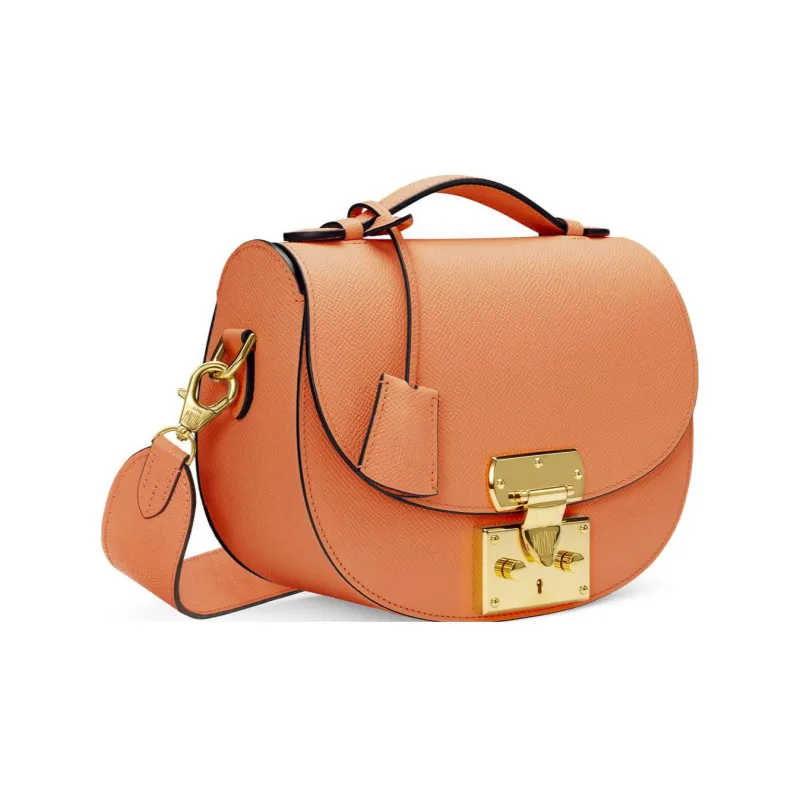 Moynat Full Grain Veau Carat Leather Saddle Bag, Shoulder Bag, Crossbody Bag Trumpets Women's Orange-2