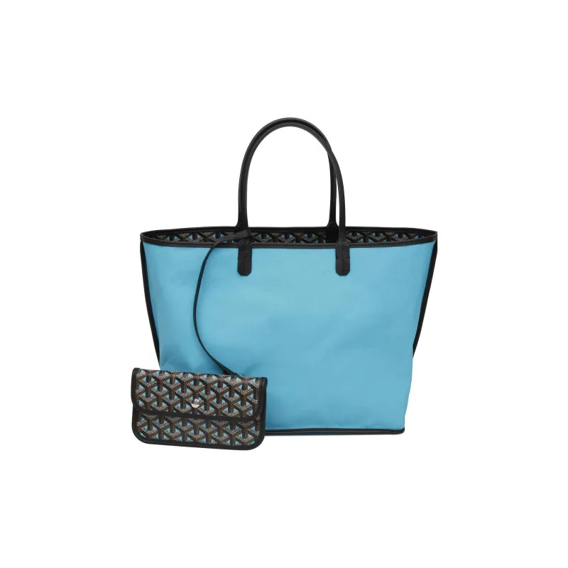 GOYARD Saint Louis Canvas With Calfskin Combo Bag Tote Bag Shopping Bag Shoulder Bag Handbag Women's Turquoise-1