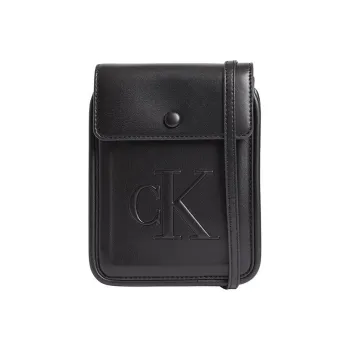 CALVIN KLEIN Polyurethane Cell Phone Pouch Shoulder Bag Crossbody Bag Small Size Women's Black