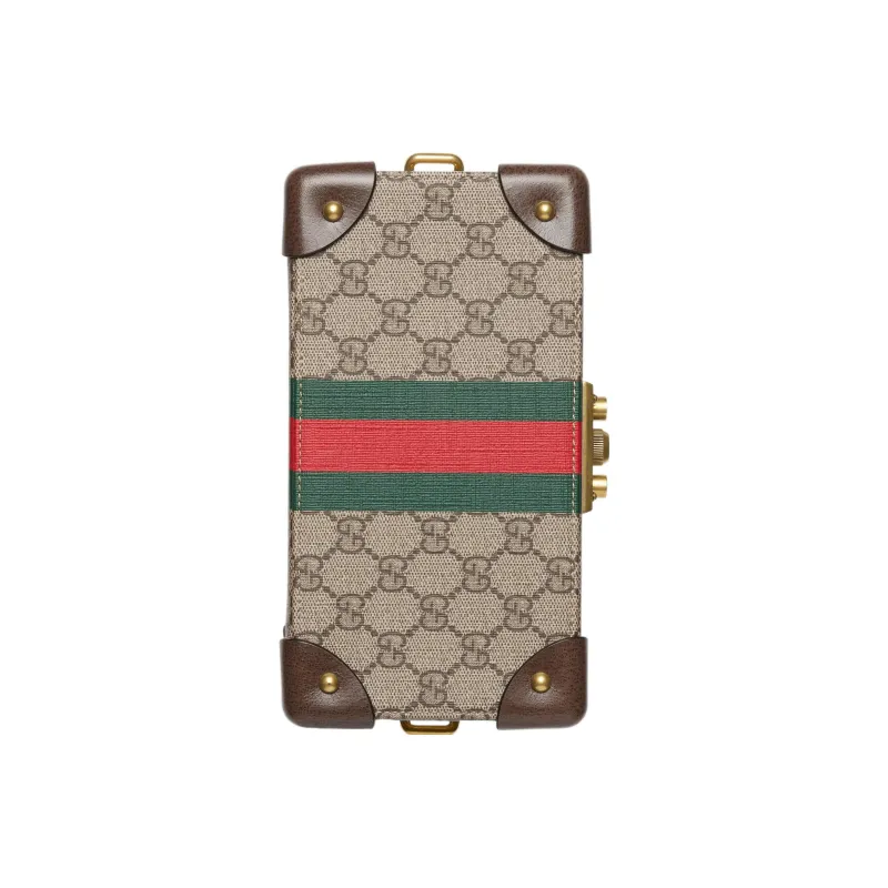 GUCCI Canvas With Leather Makeup Bag, Handbag, Shoulder Bag, Crossbody Bag Women's Beige/Ebony-4