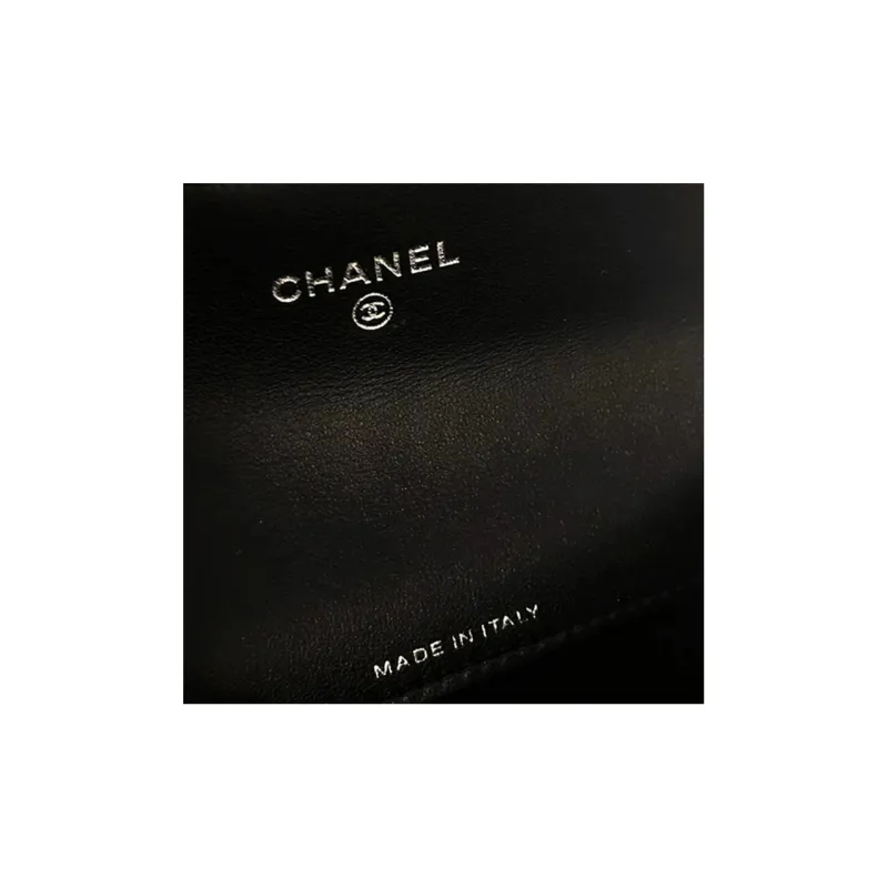 CHANEL 2.55 Cow Leather Flap Wallet Women's Black-3