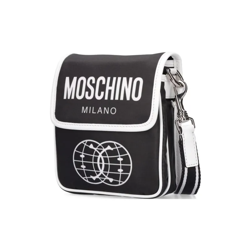 MOSCHINO Patchwork Cow Leather Crossbody Bag Shoulder Bag Men's Black-2