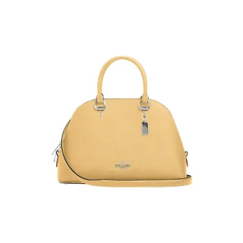 COACH Katy Cross-Stitch Leather Dome Bag Handbags Large Size Women's Yellow
