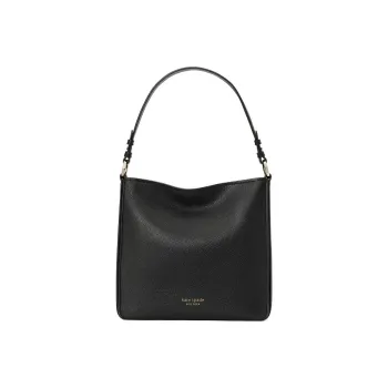 Kate Spade Hudson Litchi Grain Leather Hobo Bag Handbag Shoulder Bag Women's Black
