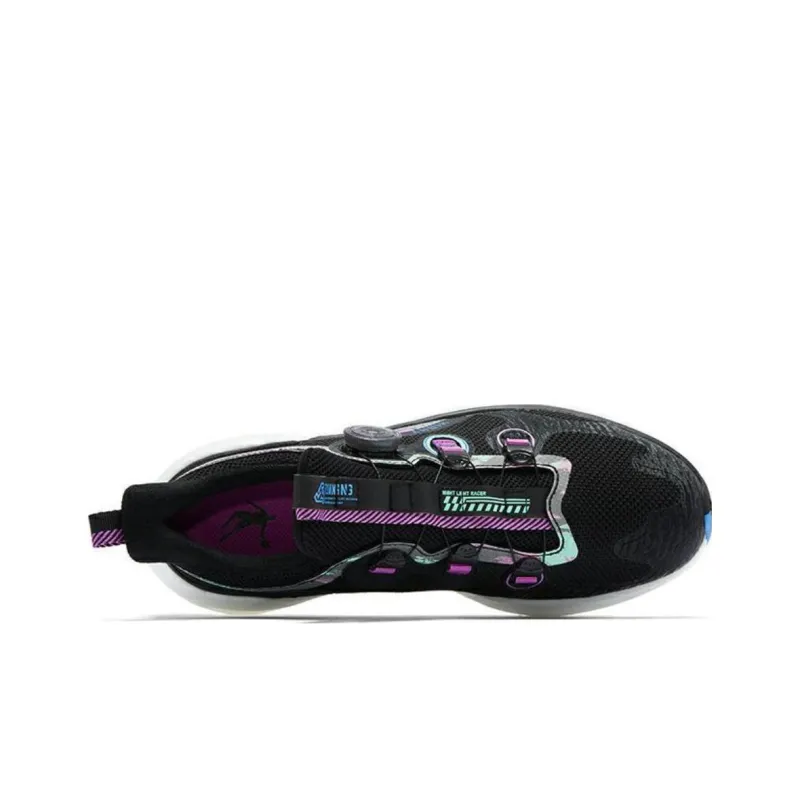 QIAODAN Lightweight Rebound Low Top Running Shoes Men's Black Purple-3