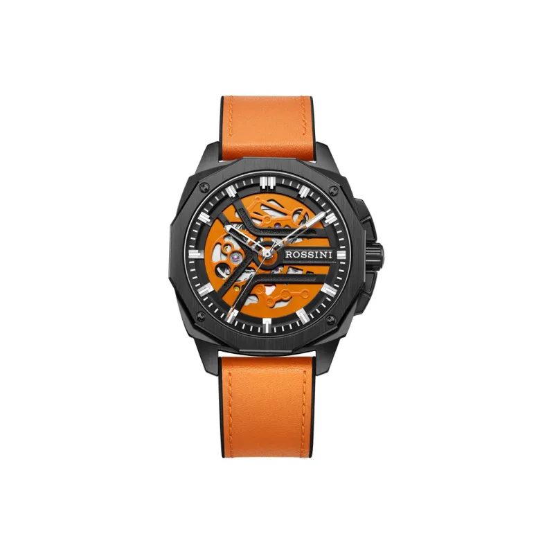 ROSSINI Medallion Collection Mechanical Movement Silicone Strap Watch Men's Watches Red Watch Dial 5210057-6