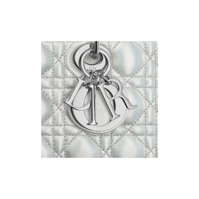DIOR Lady D Joy Cannage Lambskin Lady Dior Bag, Shoulder Bag, Crossbody Bag, Handbag Medium Size Women's Silver-5