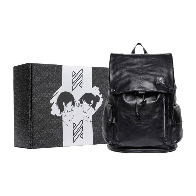 NOMK PU Backpack Large Size Men's Black-2