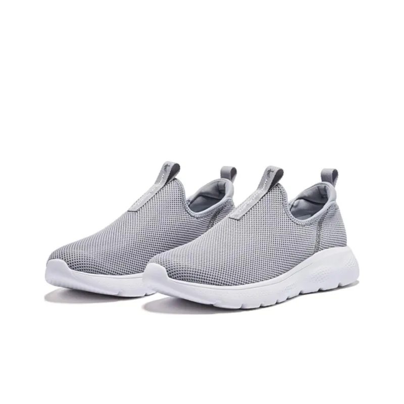 QIAODAN Breathable And Resilient Low Top Running Shoes Men's Gray White-2