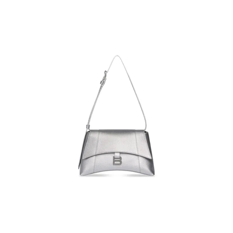 Balenciaga Downtown Cow Leather Portable Crossbody Bag, Shoulder Bag Women's Silver-0