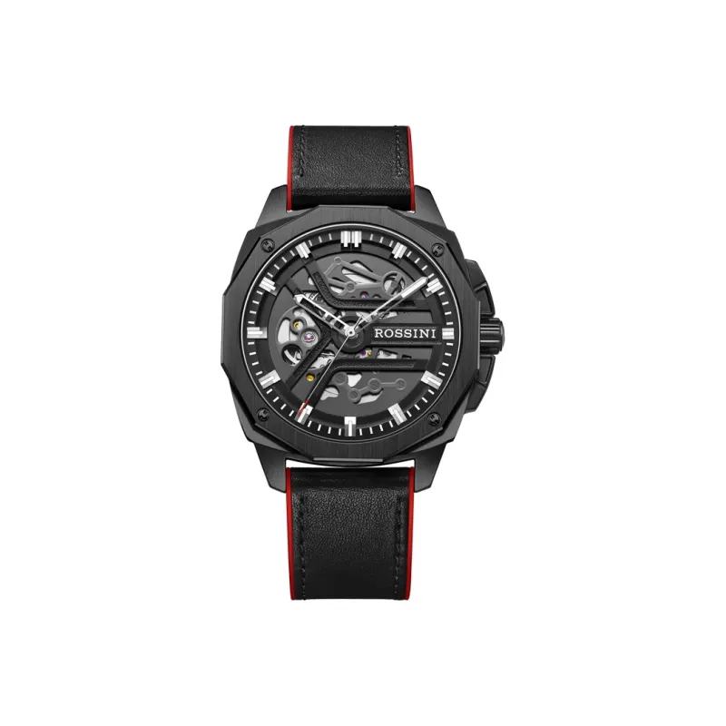 ROSSINI Medallion Collection Mechanical Movement Silicone Strap Watch Men's Watches Red Watch Dial 5210057-16