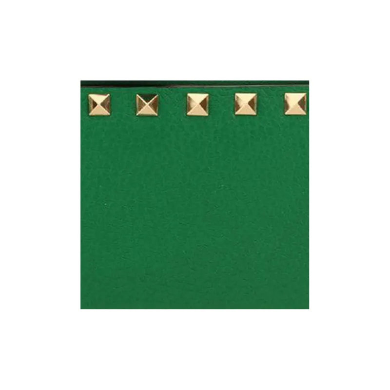 Valentino Rockstud Calfskin Wallet Coin Purses Card Holders Regular Women's Green-5