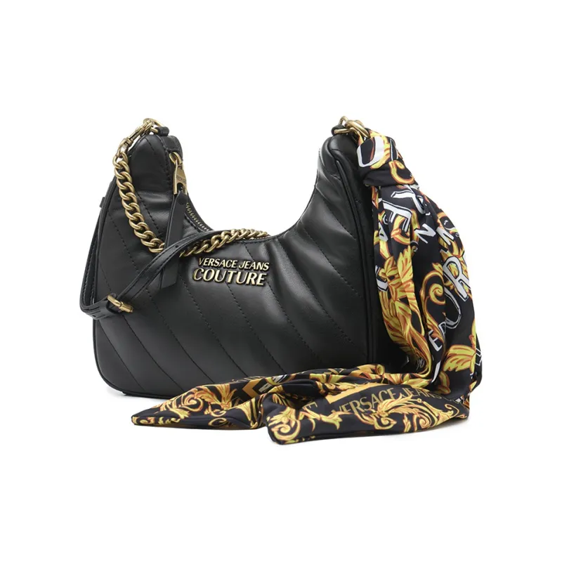 VERSACE JEANS COUTURE Polyester Crescent Bag Shoulder Bag Crossbody Bag Small Size Women's Black-1