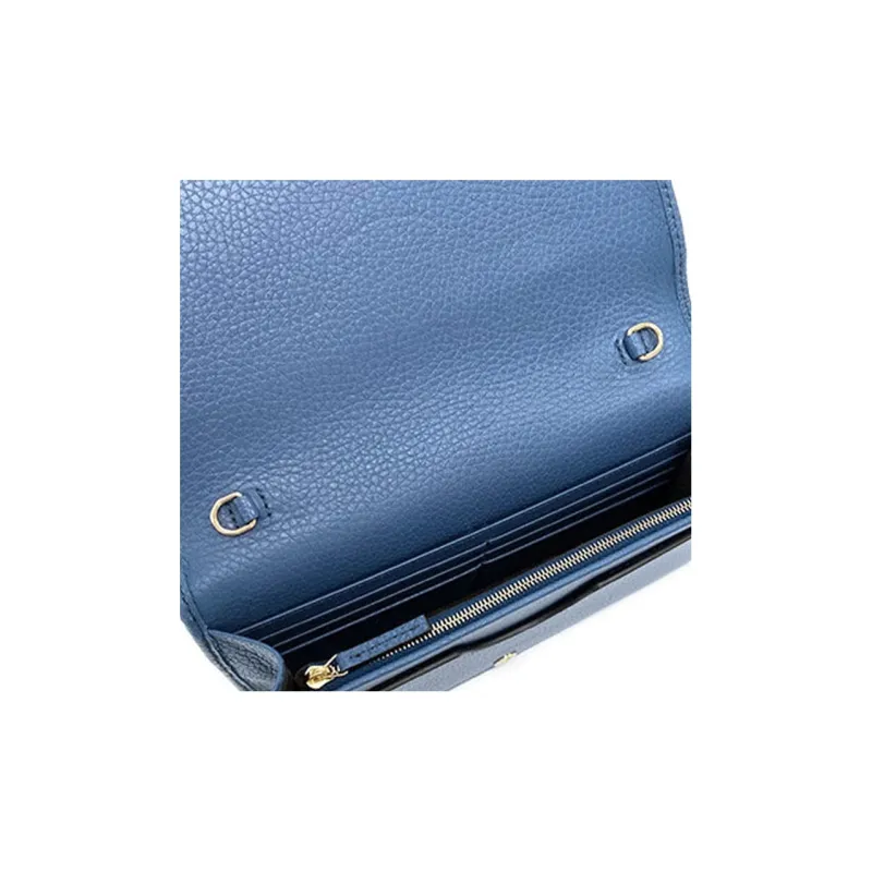 GUCCI Litchi Grain Calfskin Shoulder Bag Crossbody Bag Women's Blue-8