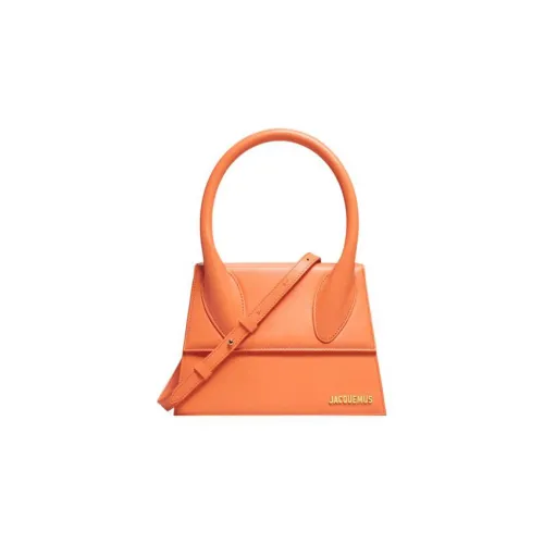 Jacquemus Leather Shoulder Bag Crossbody Bag Handbag Large Size Women's Orange