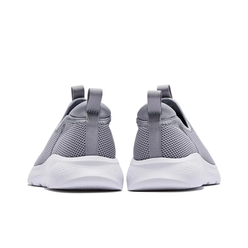 QIAODAN Breathable And Resilient Low Top Running Shoes Men's Gray White-4