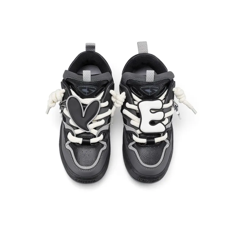 Cat&Sofa Wave001 Wave Collection Slip-Resistant Low-Top Skateboard Shoes Unisex Black Gray Color-2
