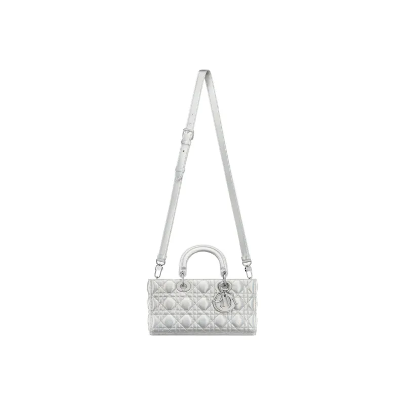 DIOR Lady D Joy Cannage Lambskin Lady Dior Bag, Shoulder Bag, Crossbody Bag, Handbag Medium Size Women's Silver-1