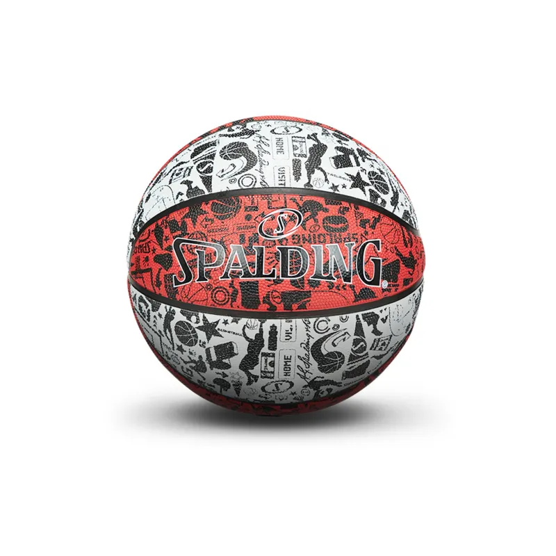 SPALDING Graffiti Rubber Basketball White Black Red Size 7 Training Unisex-0