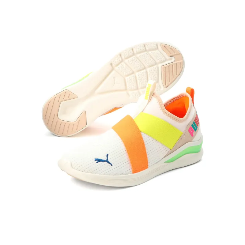 PUMA Lqd Flash Anti-Slip Wear-Resistant Low-Top Casual Running Shoes Unisex White Orange Yellow-2