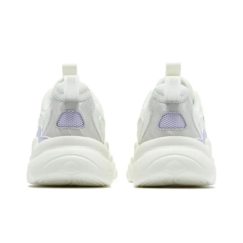 QIAODAN Slip Resistant Breathable Lightweight Low Top Sports Casual Shoes Women's White Gray Purple-4