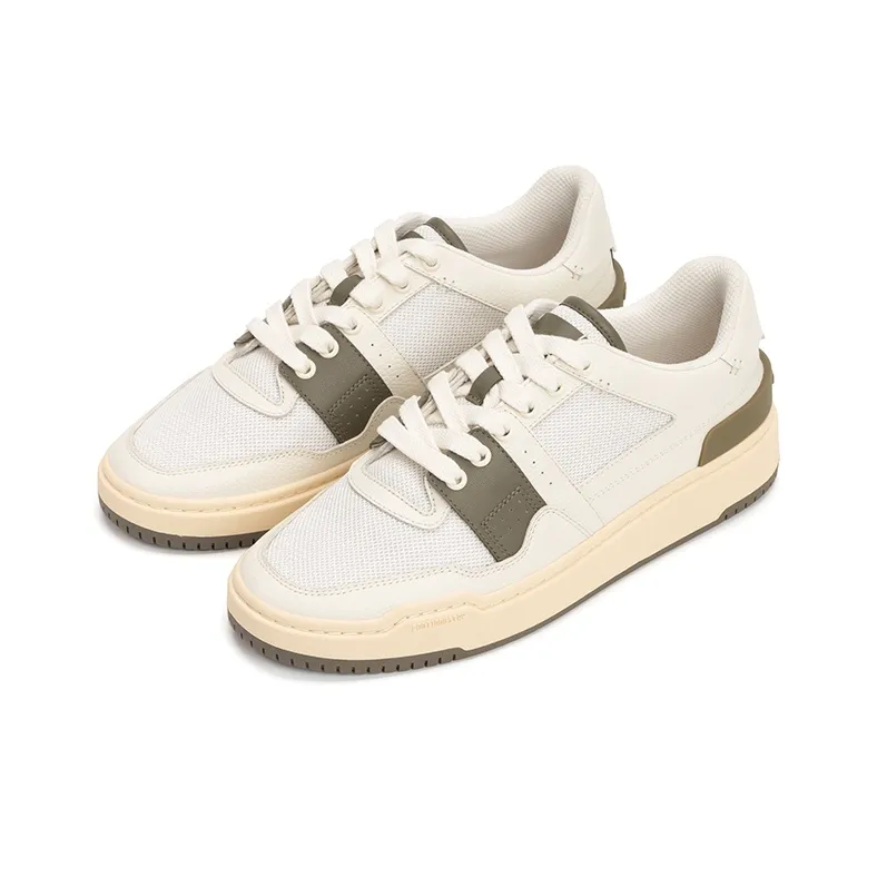 FOOT INDUSTRY Skateboard Shoes Unisex Low Top Ecru/Olive Green-2