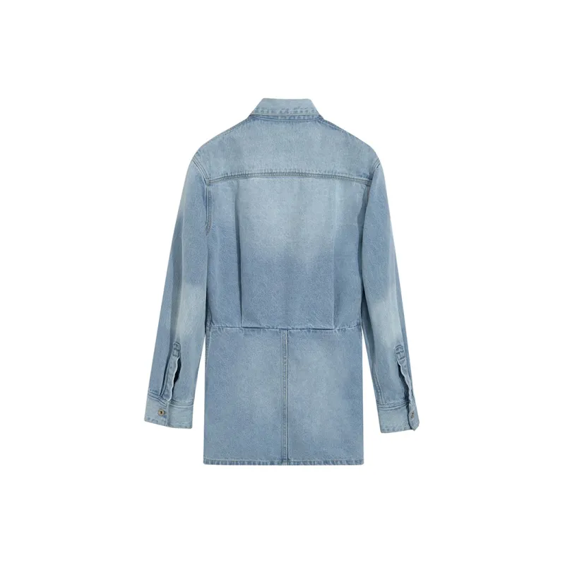 Ouyang Long Sleeved Dresses Women's Washed Blue-1