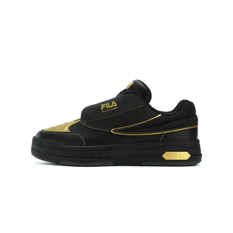 FILA MIX Black Gold Shoes Anti Slip Wear Resistant Low Top Skateboard Shoes Women's Black Gold-1