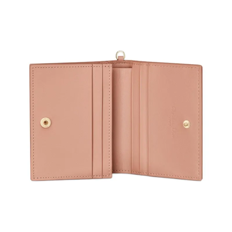 DIOR Lady Dior Soft Lambskin Clutch Card Holder, Wallet Mini Women's Rose Pink-4