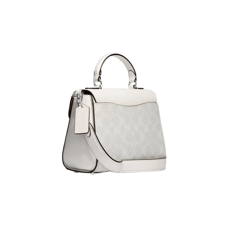 COACH Morgan Canvas With Leather Shoulder Bag Crossbody Bag Handbags Small Size Women's Ivory Grey/Glacier White-1