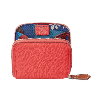 HERMES Silk'In Epsom Leather Coin Purse Women's Texas Pink/Mosaic Blue/Greek Blue