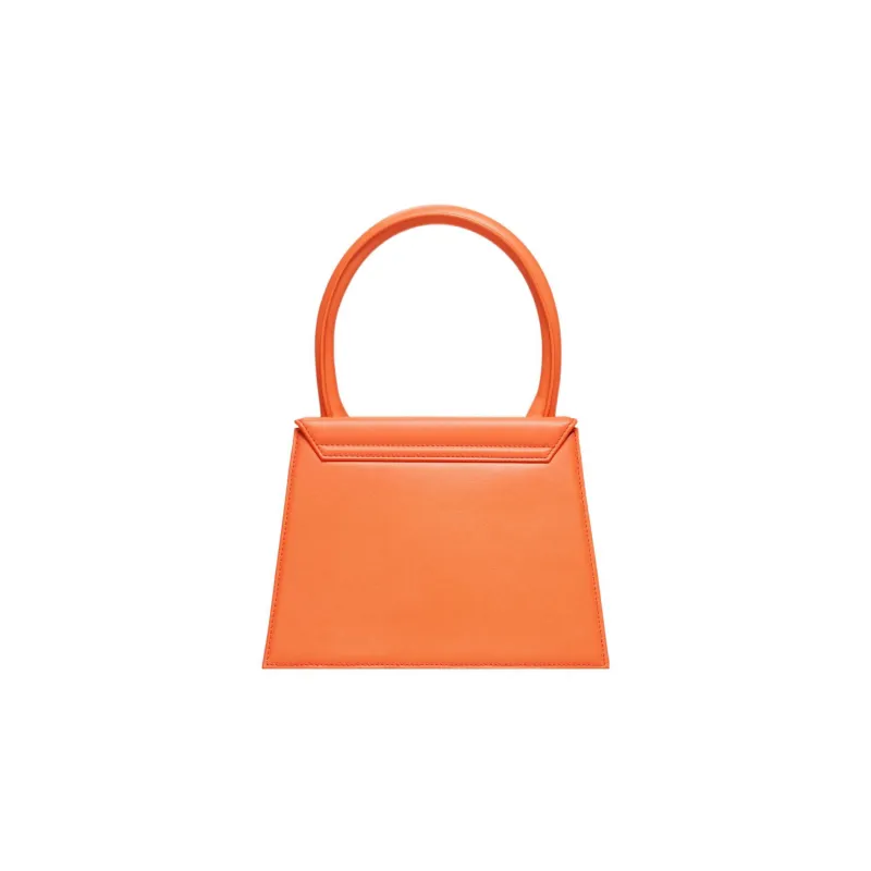 Jacquemus Leather Shoulder Bag Crossbody Bag Handbag Large Size Women's Orange-2