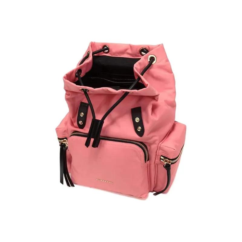 Burberry Leather Backpack Medium Size Women's Bright Coral Pink-4