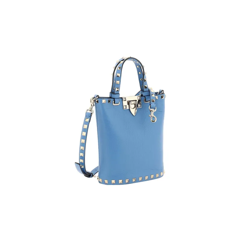Valentino Rockstud Calfskin Bucket Bag Shoulder Bags Handbags Mini Women's Light Blue-1