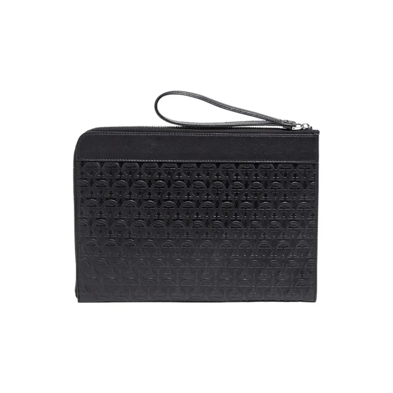 FERRAGAMO Calfskin Clutch Regular Men's Black-2