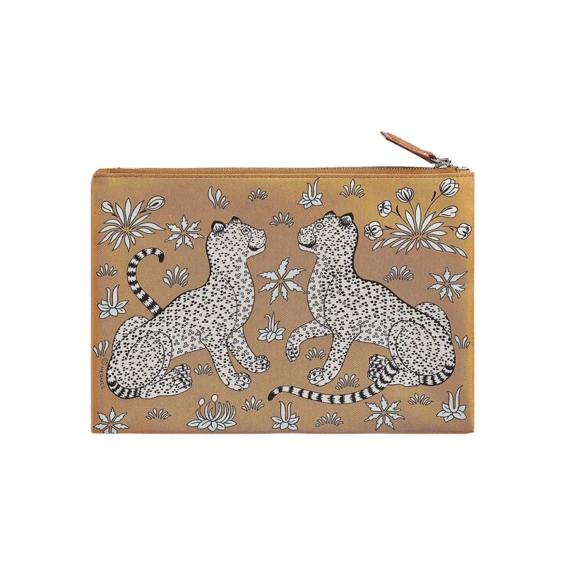 HERMES Epsom Calfskin Makeup Bag Women's Sandy Beige/Chalk White/Gold-1