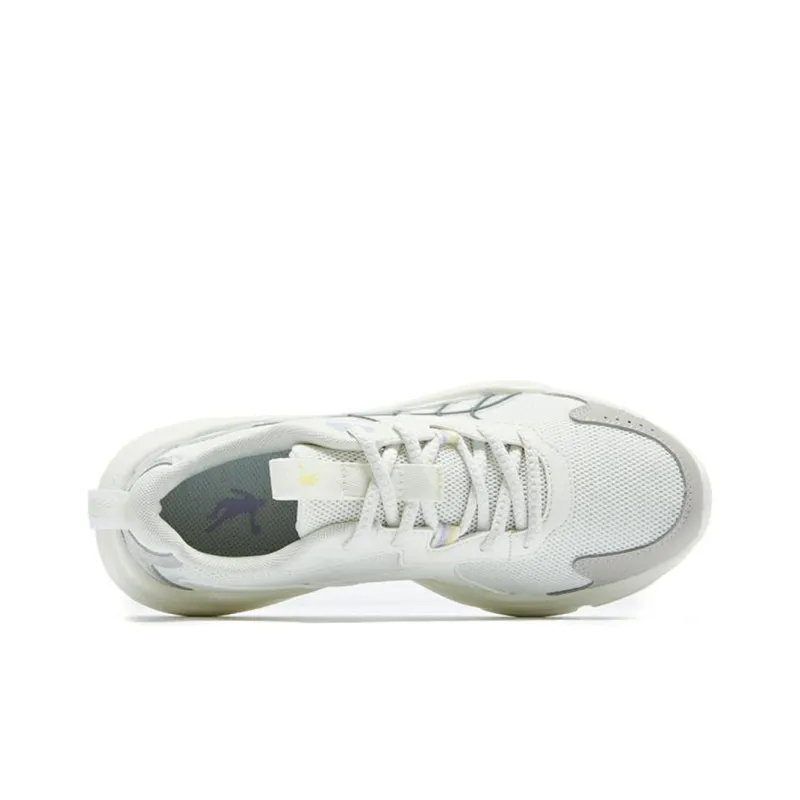 QIAODAN Slip Resistant Breathable Lightweight Low Top Sports Casual Shoes Women's White Gray Purple-3