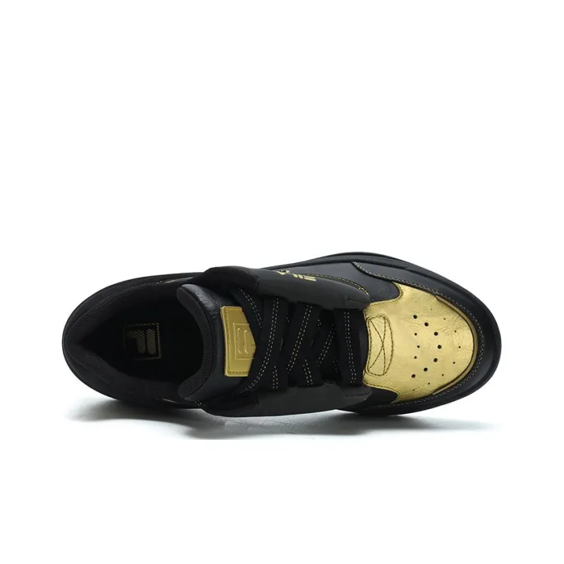 FILA MIX Anti Slip Wear Resistant Low Top Skateboard Shoes Men's Black Gold-3
