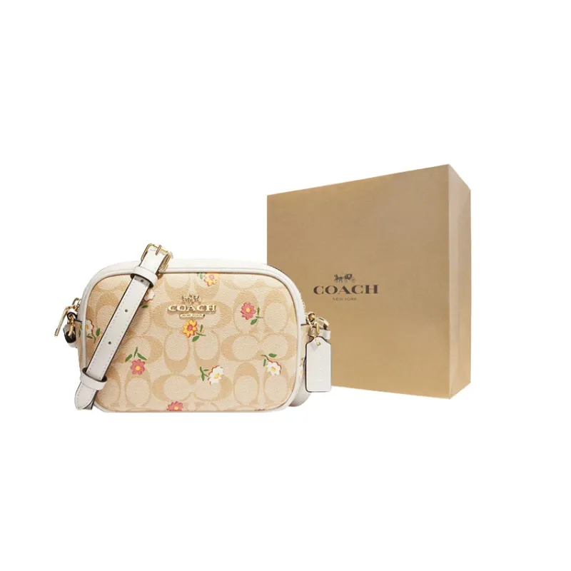 COACH Jamie Coated Canvas With Leather Camera Bag Shoulder Bag Crossbody Bag Mini Women's Light Khaki-4