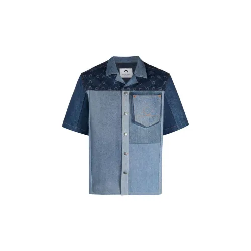 Marine Serre Shirts Men Blue