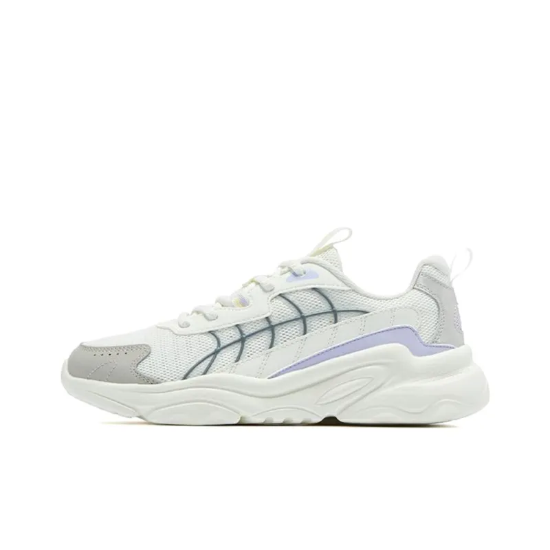 QIAODAN Slip Resistant Breathable Lightweight Low Top Sports Casual Shoes Women's White Gray Purple-0